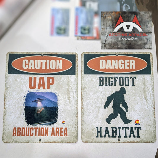 Caution/Danger 8"x10" metal wall poster